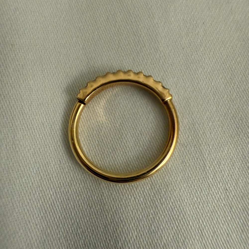 16g Gold Outside Gem Ring 14k yellow gold 7/16” CZ - Picture 2 of 5